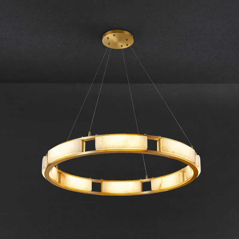 Gilded Alabaster Ring Chandelier custom chandeliers