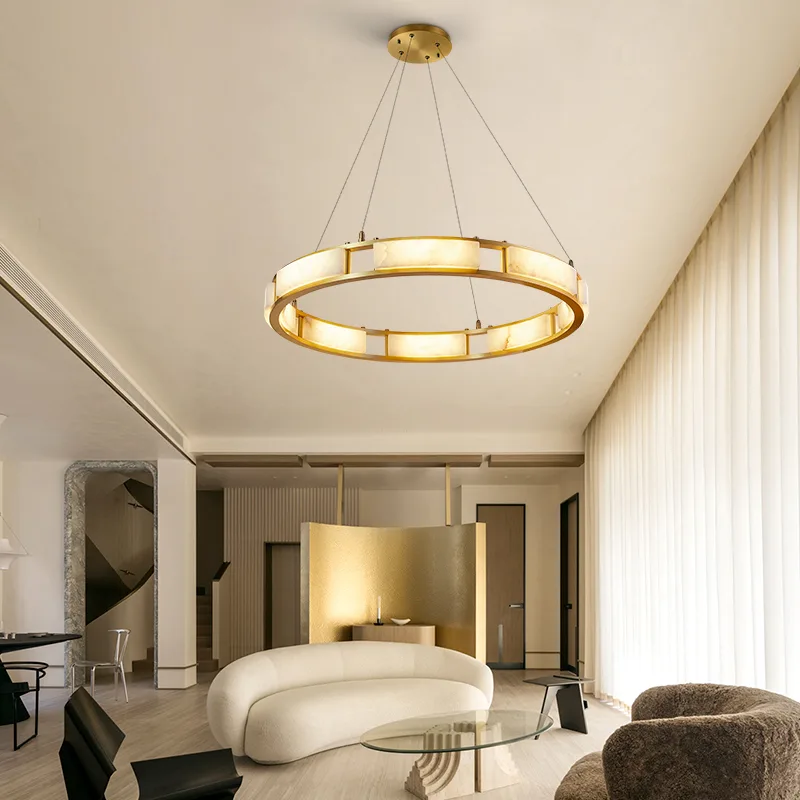 Gilded Alabaster Ring Chandelier image 2