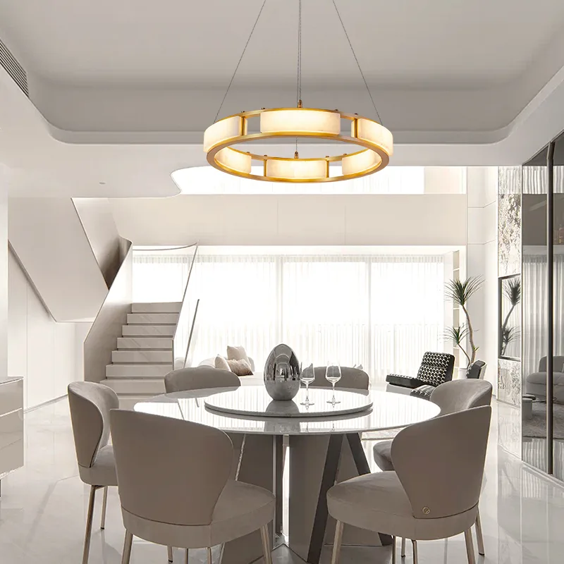 Gilded Alabaster Ring Chandelier image 4