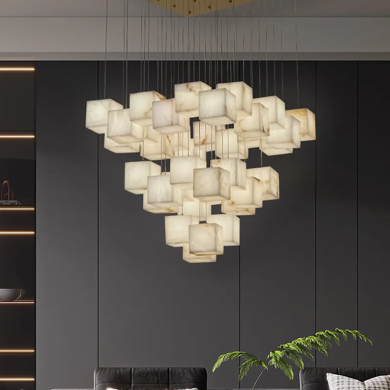 Elara Alabaster Cube Chandelier custom chandeliers