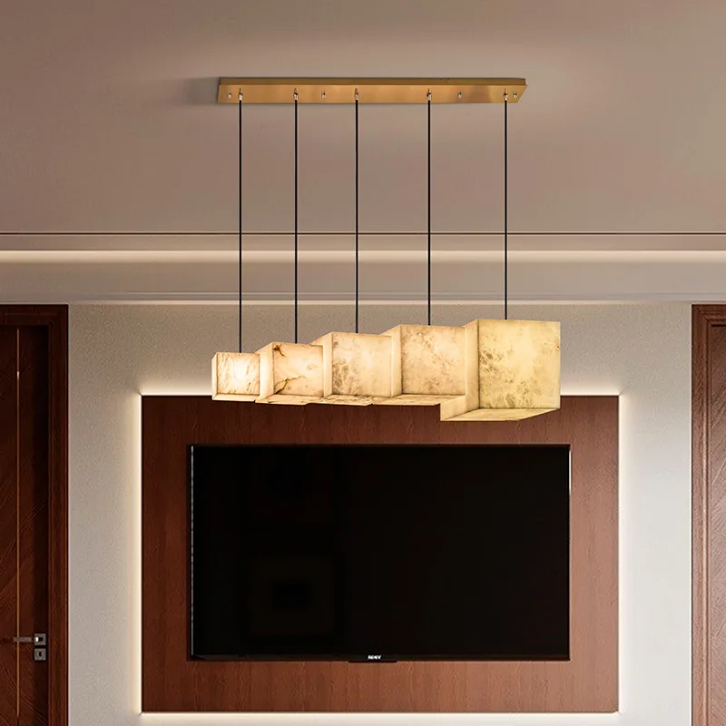 Sculpted Alabaster Linear Chandelier image 2