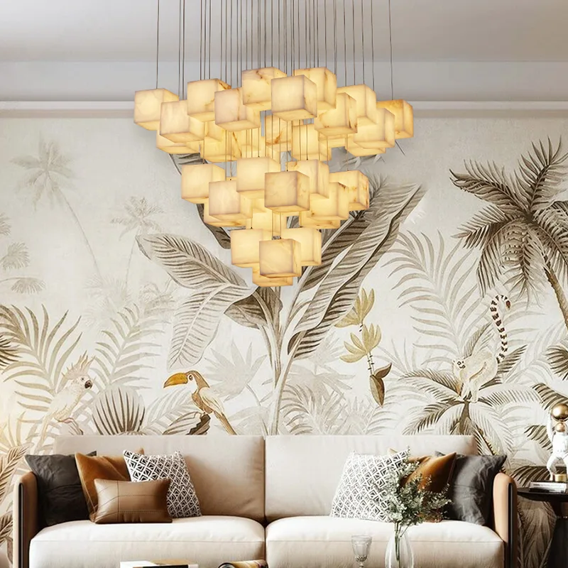 Elara Alabaster Cube Chandelier image 3