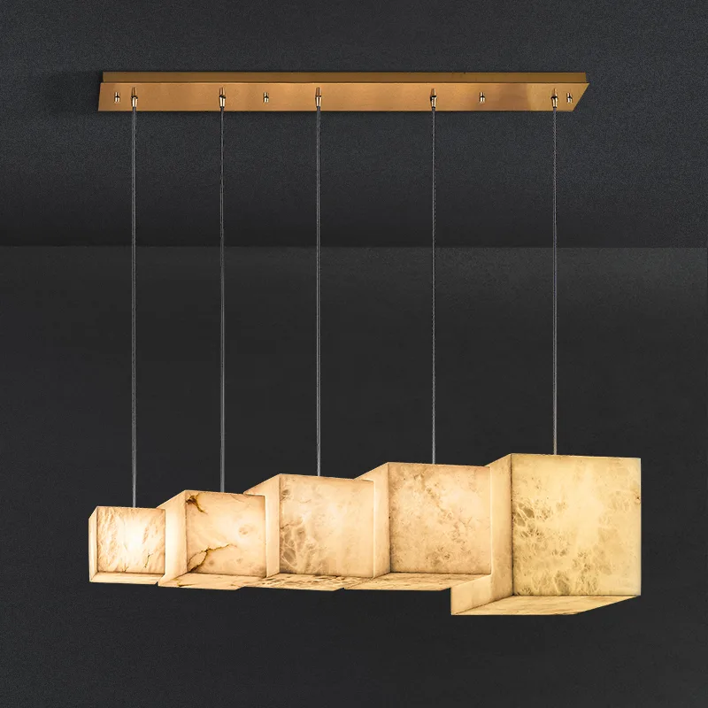Sculpted Alabaster Linear Chandelier custom chandeliers