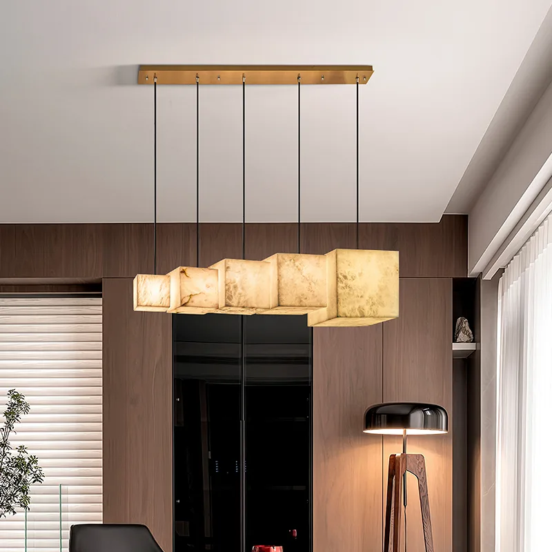 Sculpted Alabaster Linear Chandelier image 4