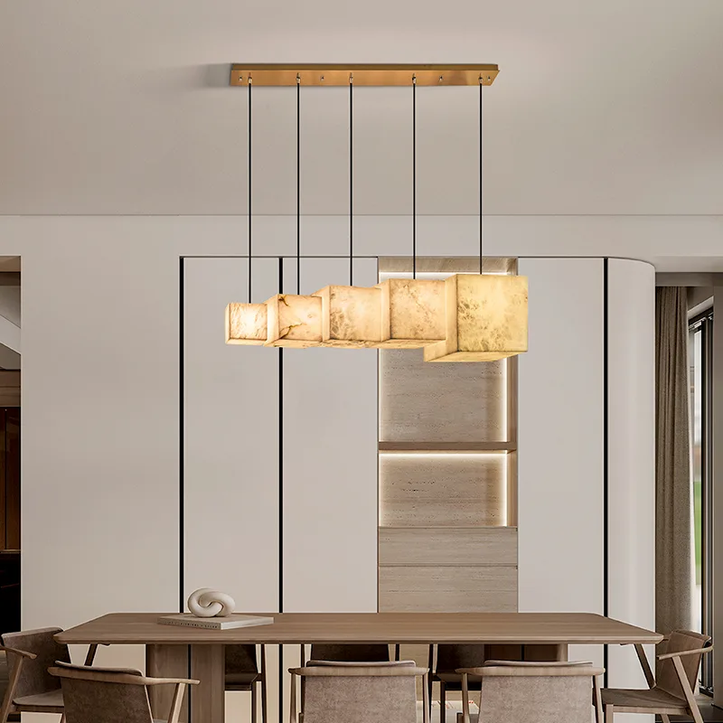 Sculpted Alabaster Linear Chandelier image 3