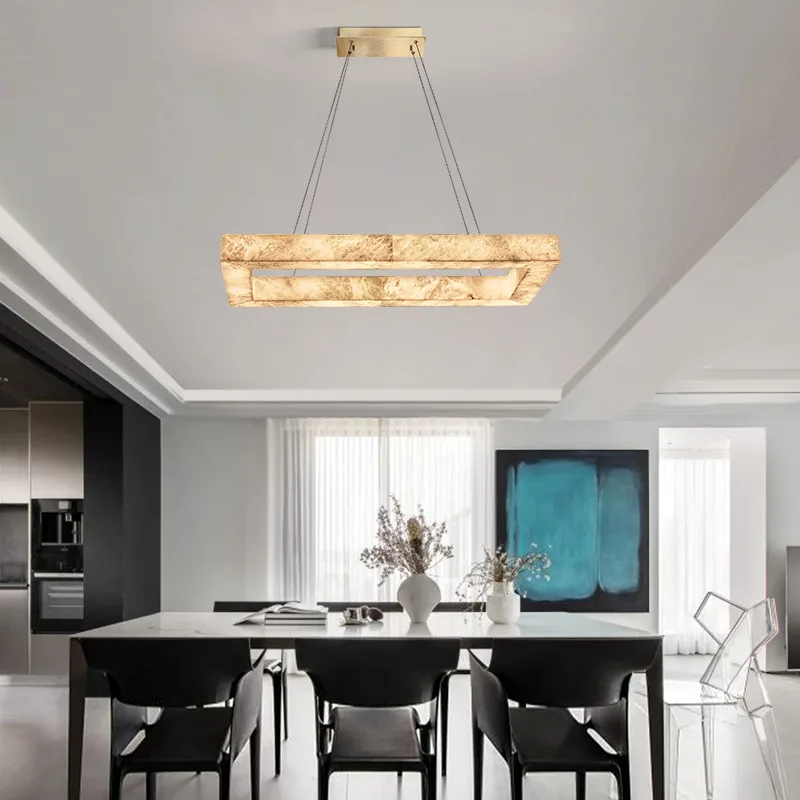 Solene Alabaster Rectangular Pendant Light image 2