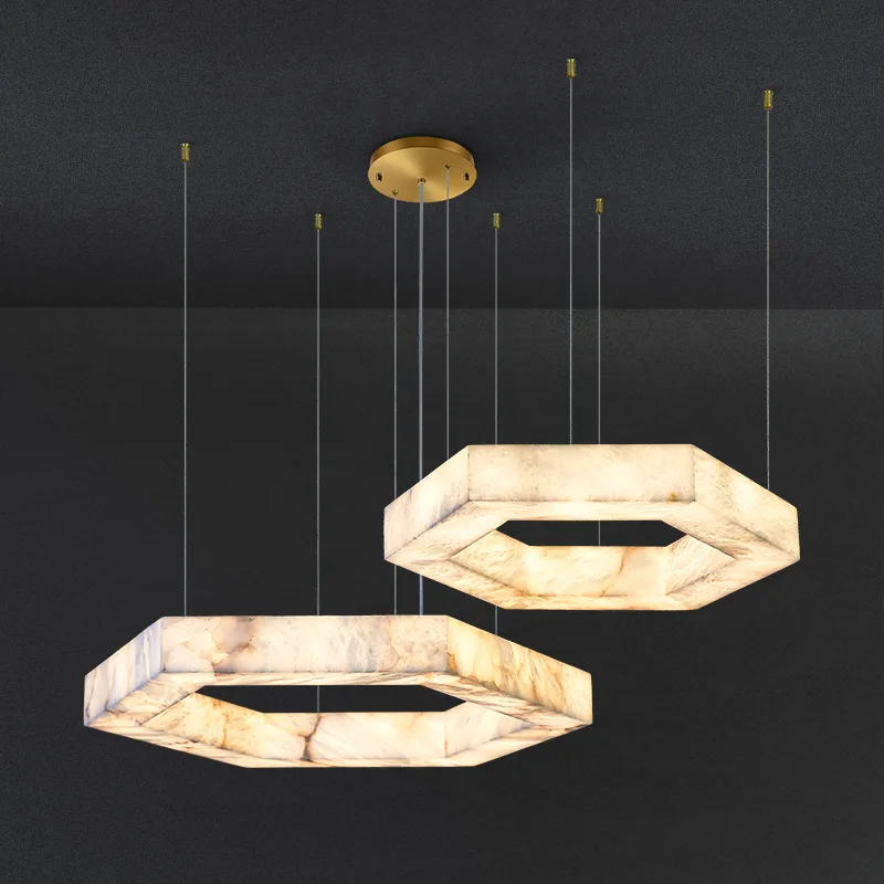 Seren Alabaster Hexagon Chandelier custom chandeliers