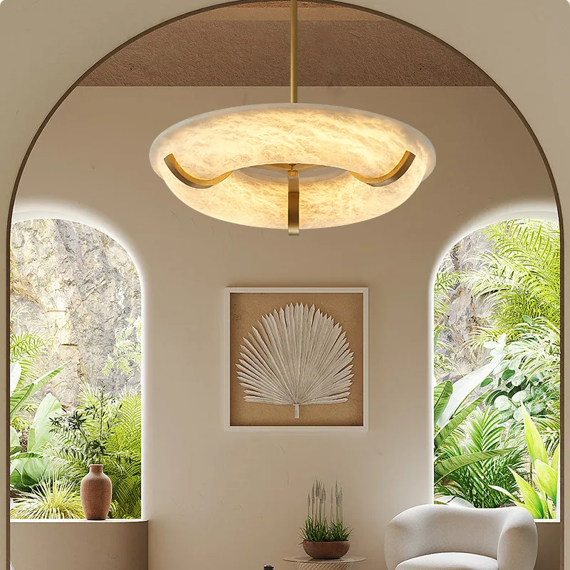 Halo Alabaster Brass Pendant Light image 4