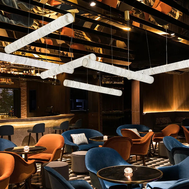 Sculptural White Linear Chandelier image 5