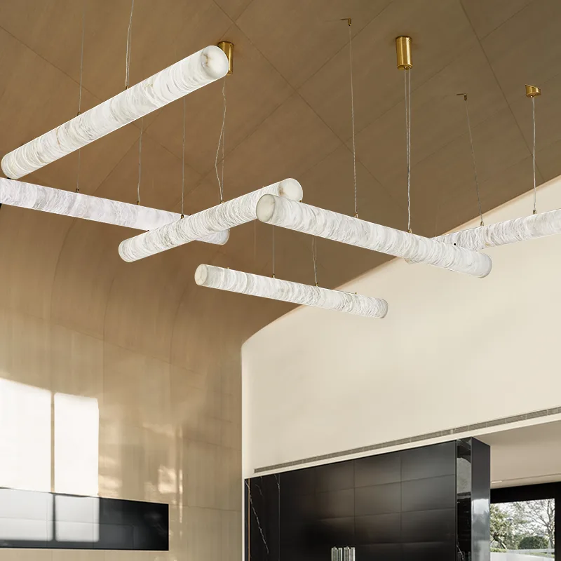 Sculptural White Linear Chandelier image 2
