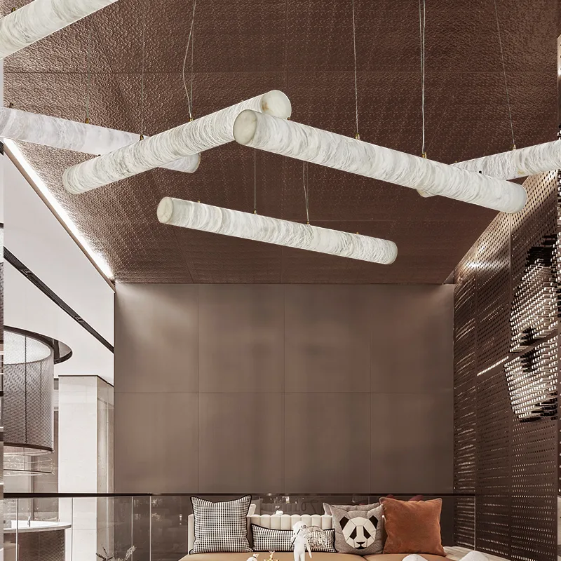 Sculptural White Linear Chandelier image 4