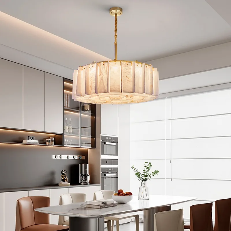 Elara Alabaster Brass Chandelier image 4