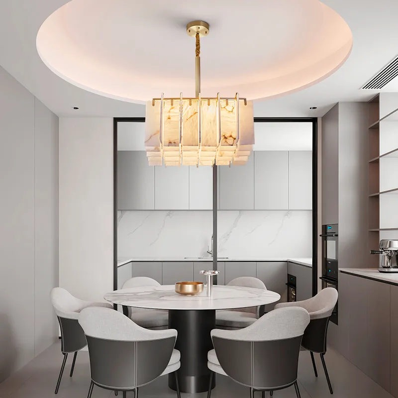 Elara Alabaster Brass Chandelier image 6