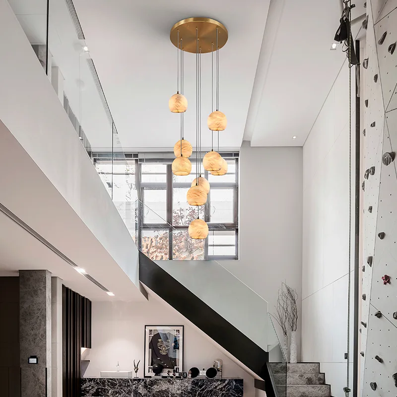 Cascading Alabaster-Effect Globe Chandelier image 2