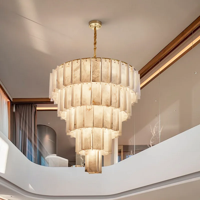 Elara Alabaster Brass Chandelier image 3