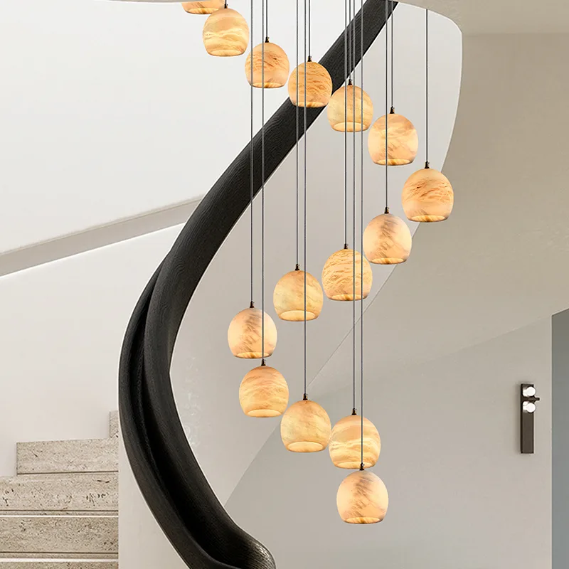 Cascading Alabaster-Effect Globe Chandelier custom chandeliers