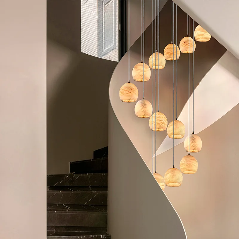 Cascading Alabaster-Effect Globe Chandelier image 3