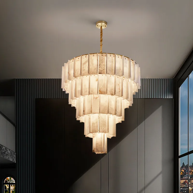 Elara Alabaster Brass Chandelier image 2