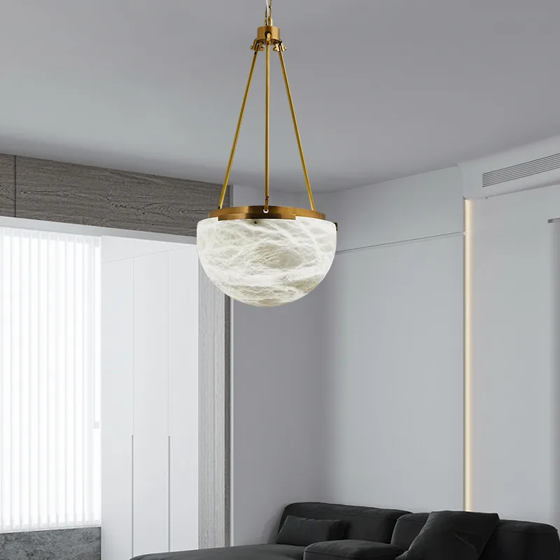 Gilded Alabaster Bowl Pendant Light image 5