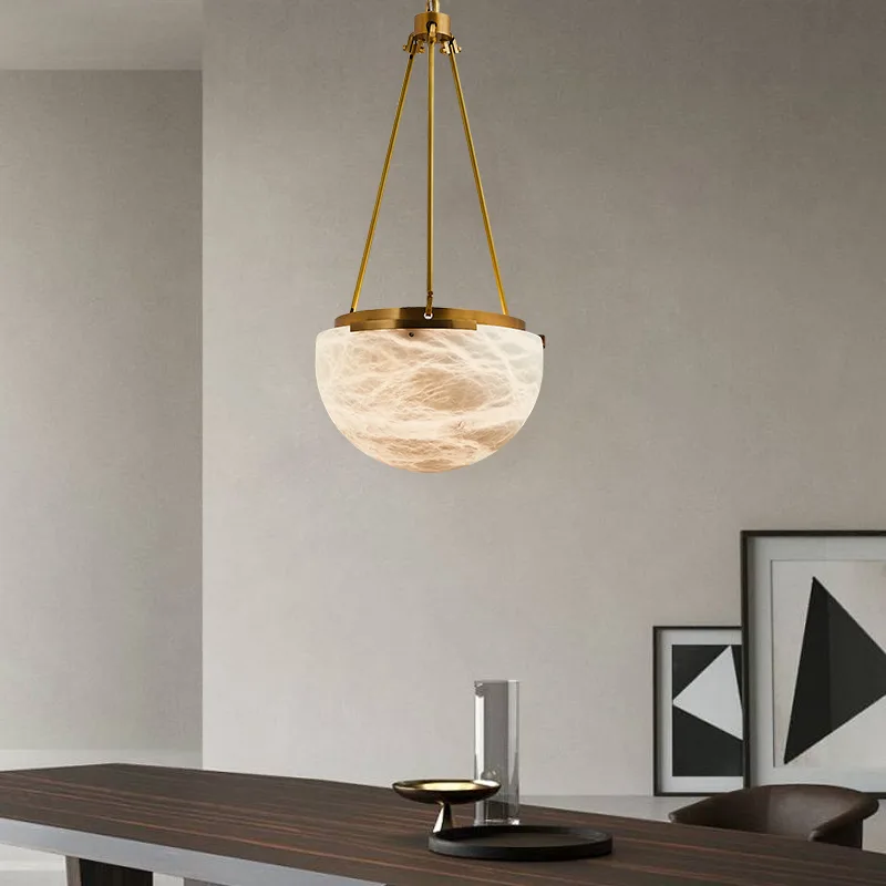 Gilded Alabaster Bowl Pendant Light image 3