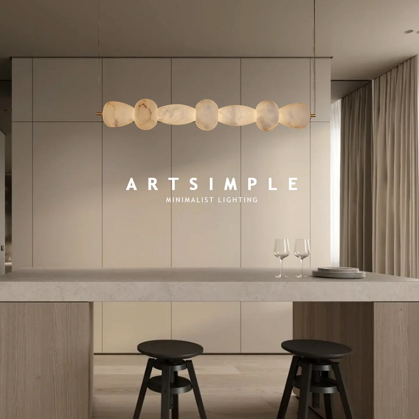 Marlow Marble Linear Chandelier image 2