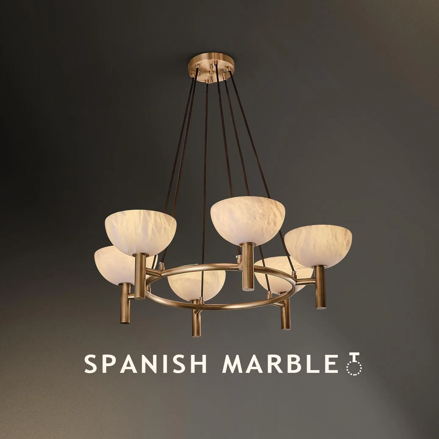 Gilded Marble Bowl Chandelier custom chandeliers