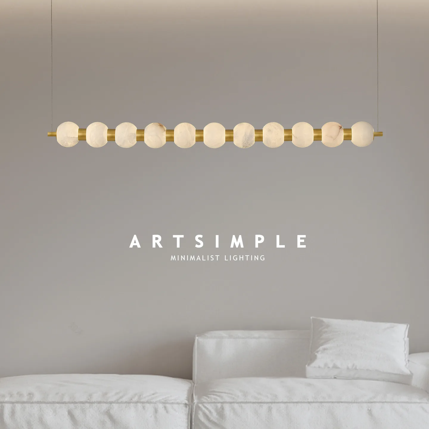 Linear Alabaster Brass Pendant Light image 3