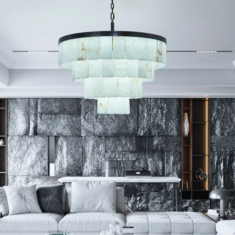Tiered Alabaster Drum Chandelier image 6