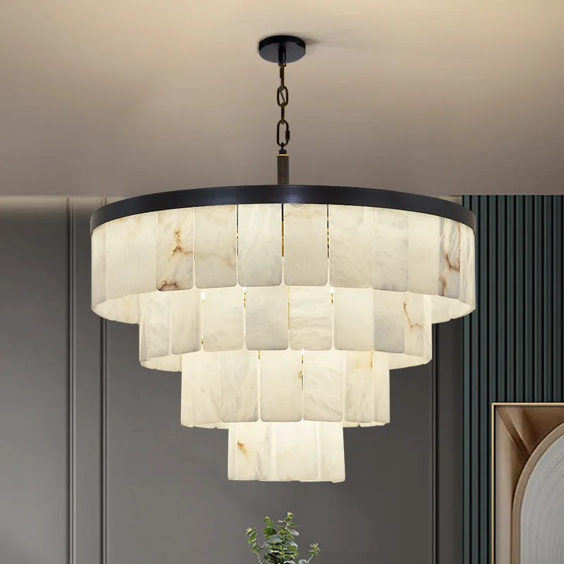 Tiered Alabaster Drum Chandelier image 2