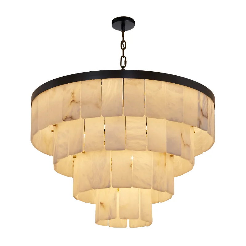 Tiered Alabaster Drum Chandelier custom chandeliers