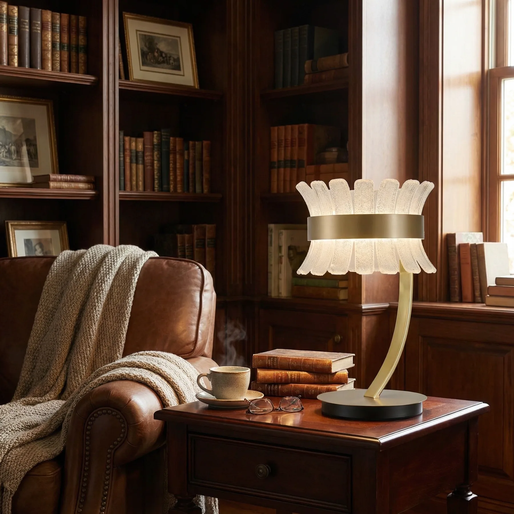 Gilded Frosted Glass Table Lamp image 5