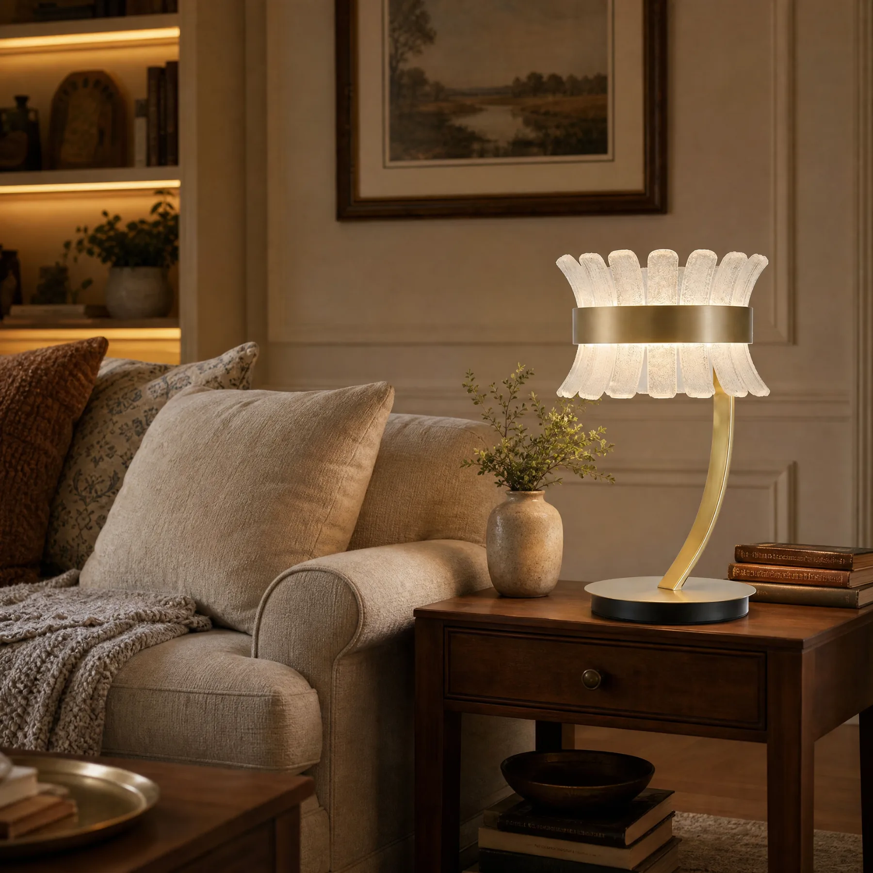 Gilded Frosted Glass Table Lamp image 4