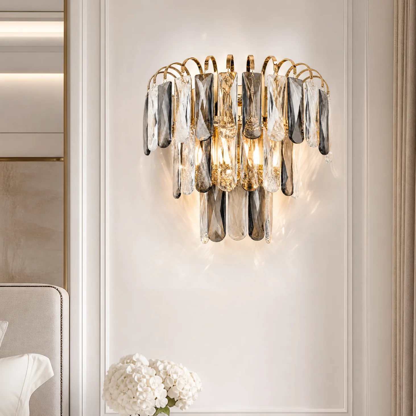 Radiant Smoke Crystal Wall Sconce image 5