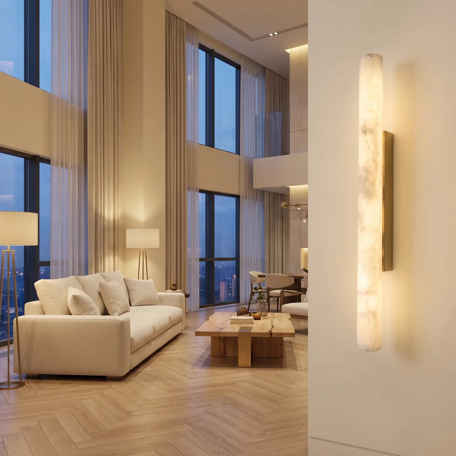 Design 17 Alabaster Cylinder Wall Sconce image 3