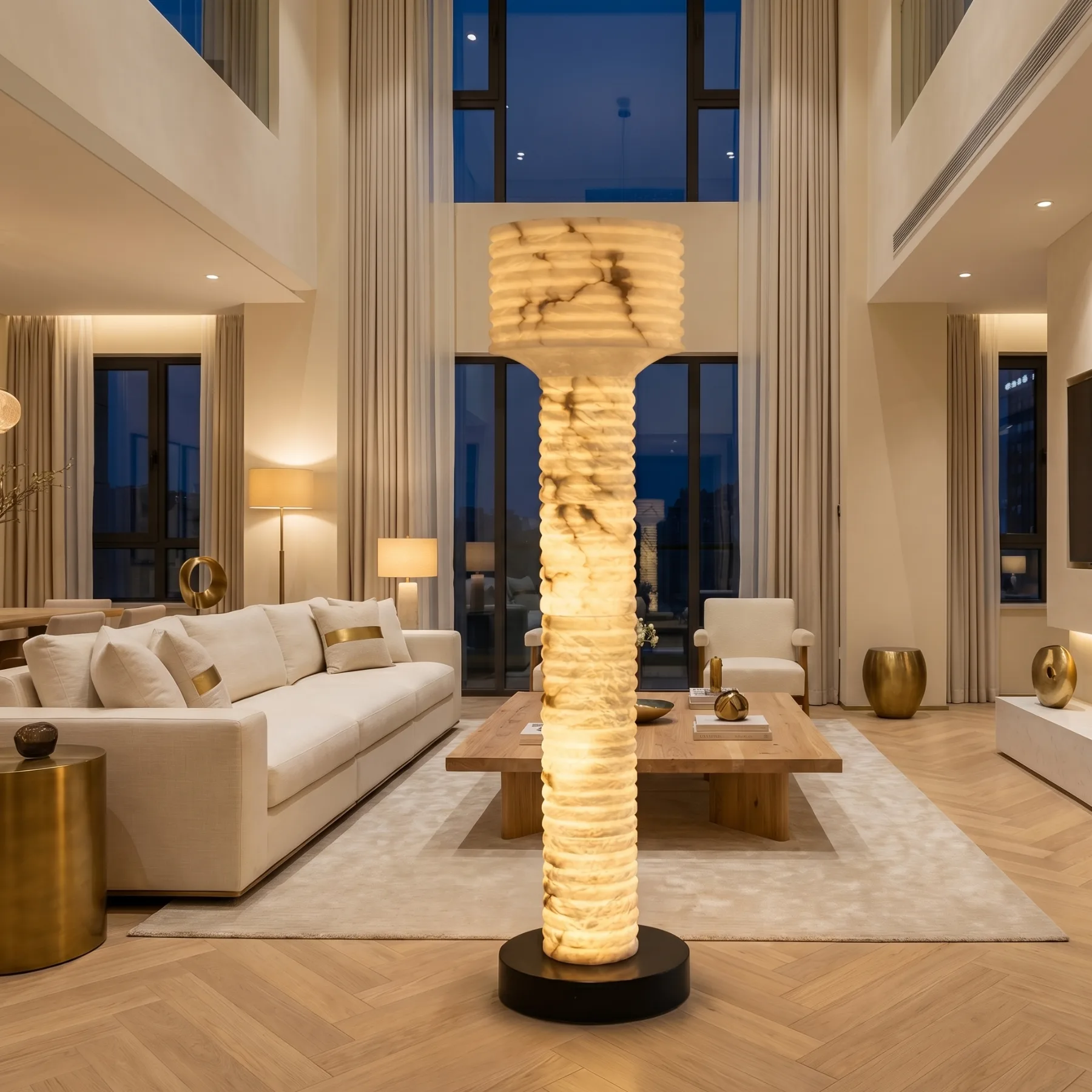 Luminous Ribbed Alabaster Floor Lamp image 3
