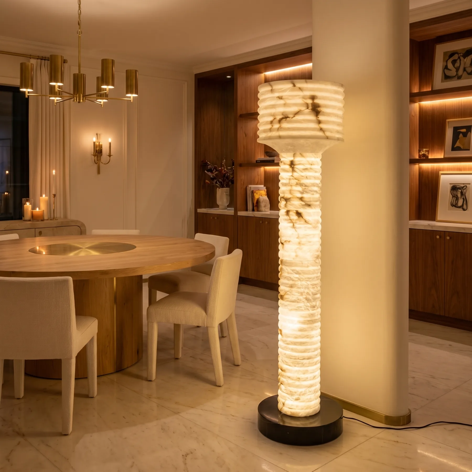 Luminous Ribbed Alabaster Floor Lamp image 4