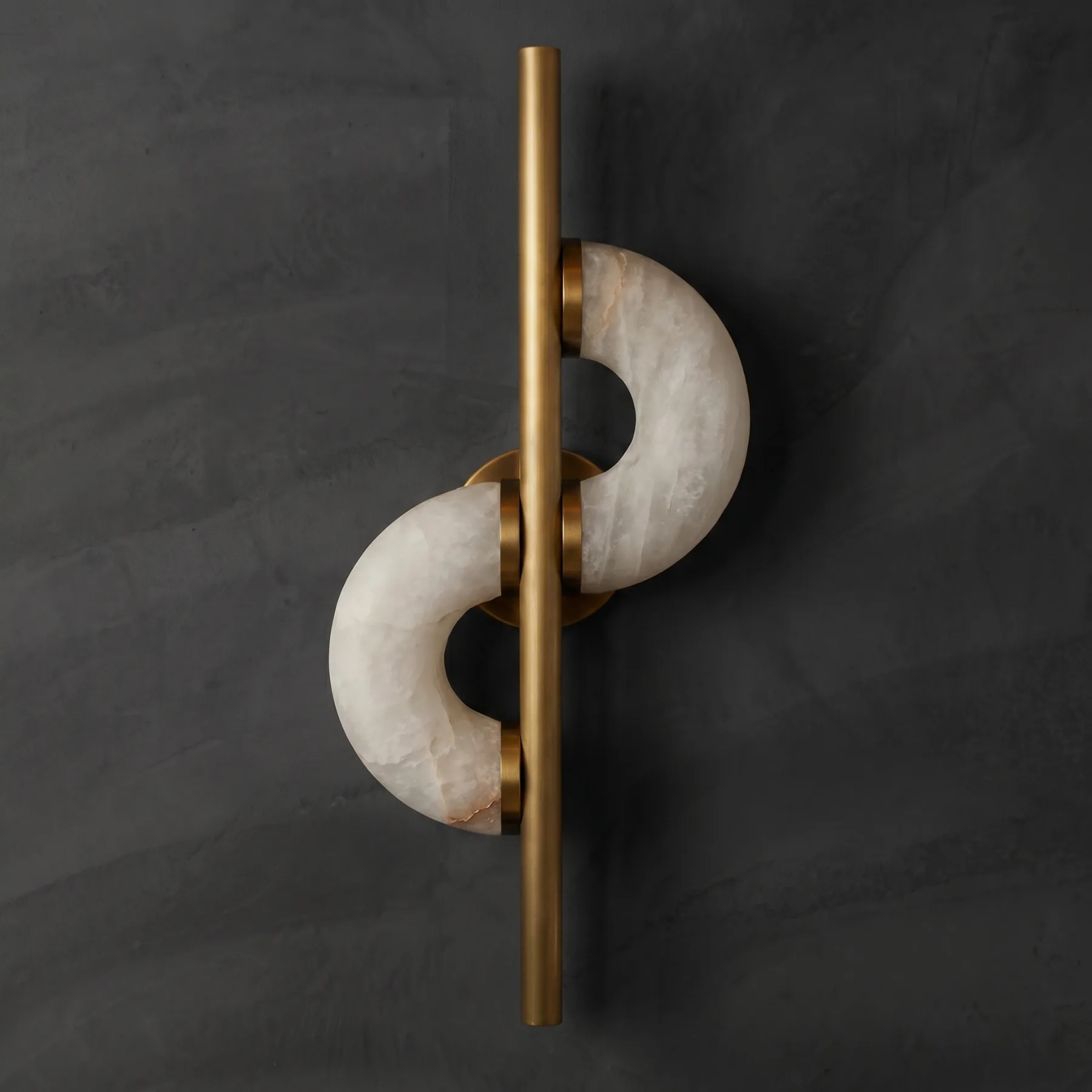 Lunar Alabaster Brass Wall Sconce image 2