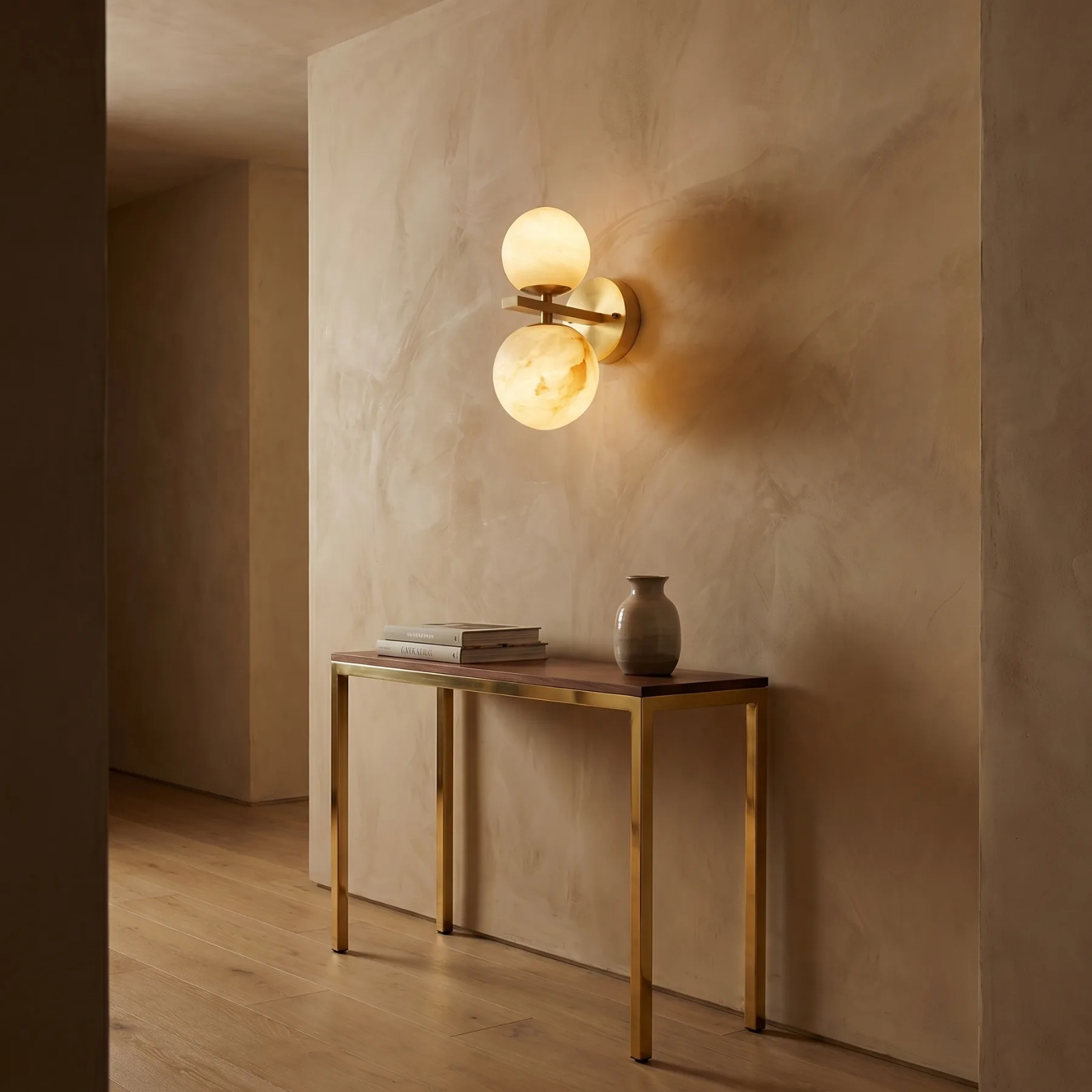 Gilded Alabaster Globe Wall Sconce image 4