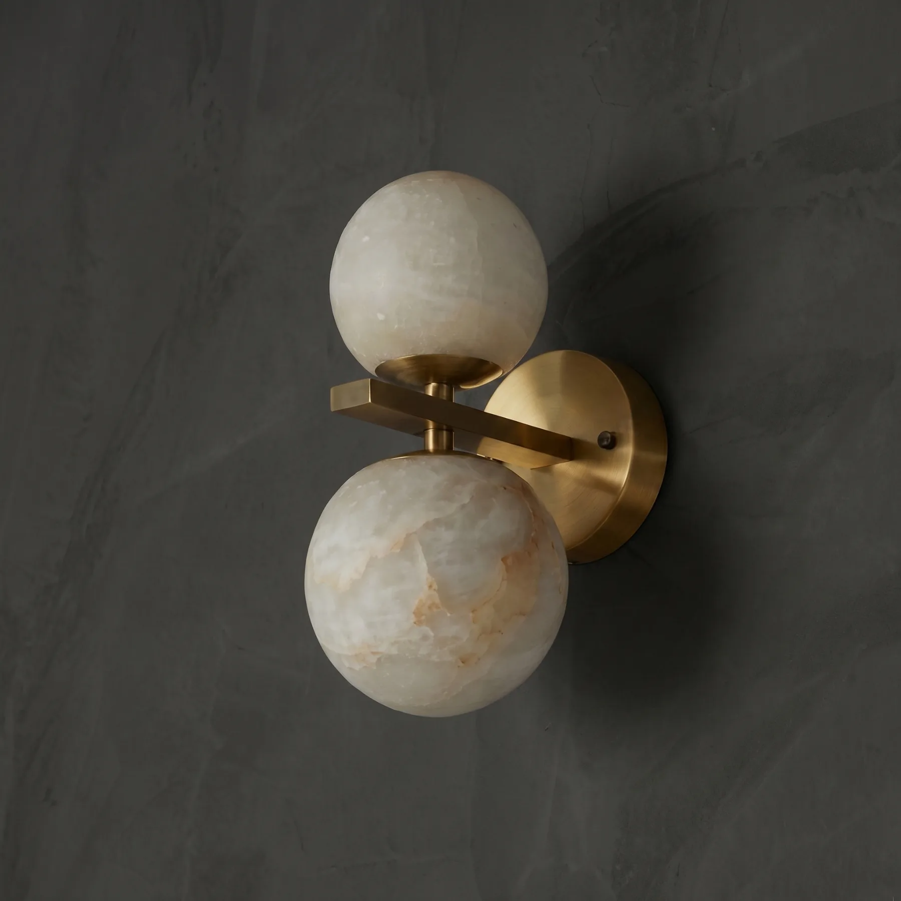 Gilded Alabaster Globe Wall Sconce image 2