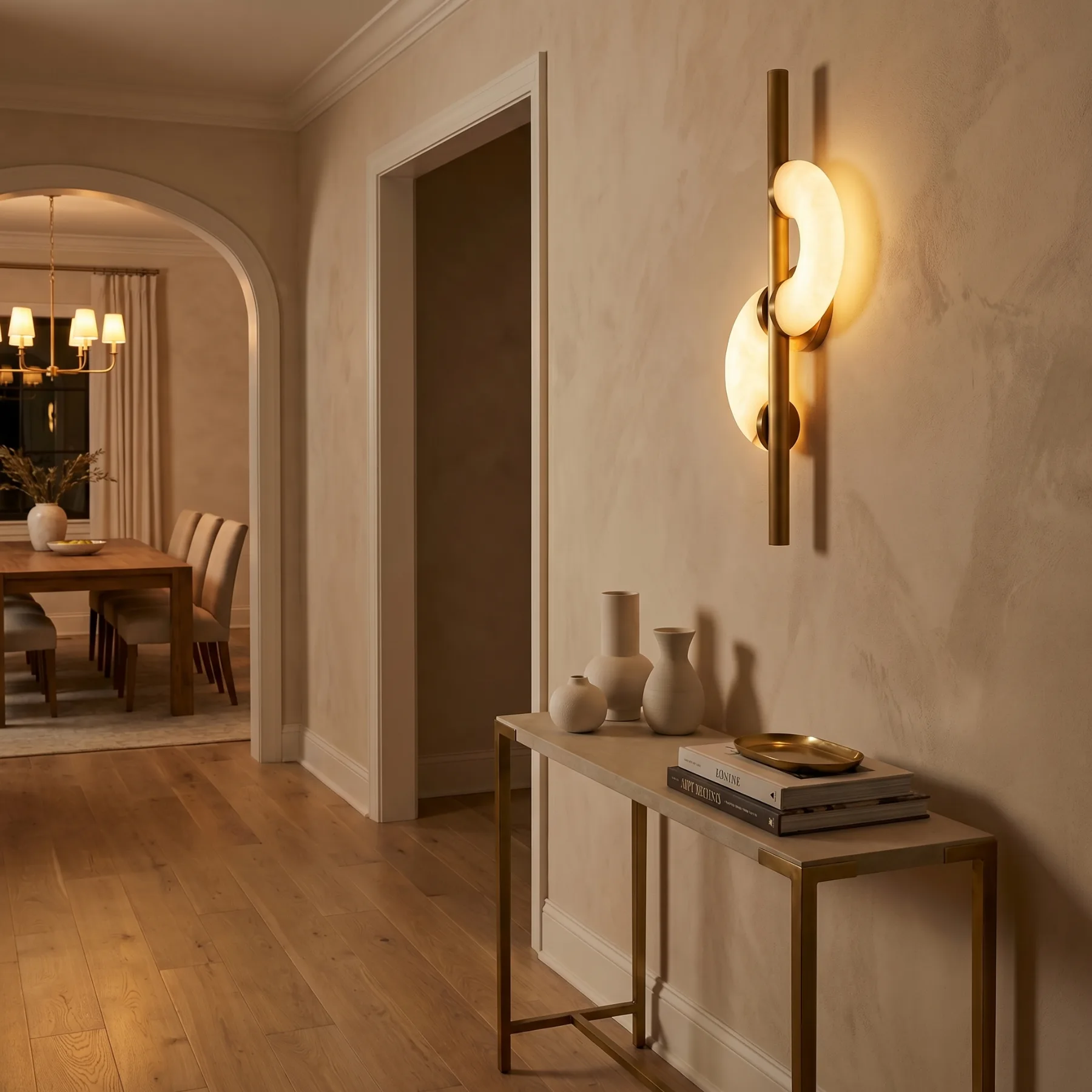 Lunar Alabaster Brass Wall Sconce image 4