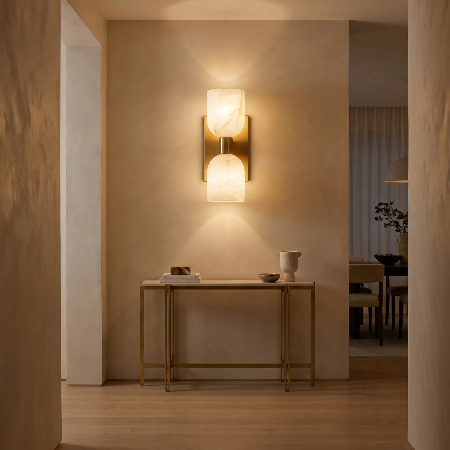 Warm Alabaster Brass Wall Sconce image 4