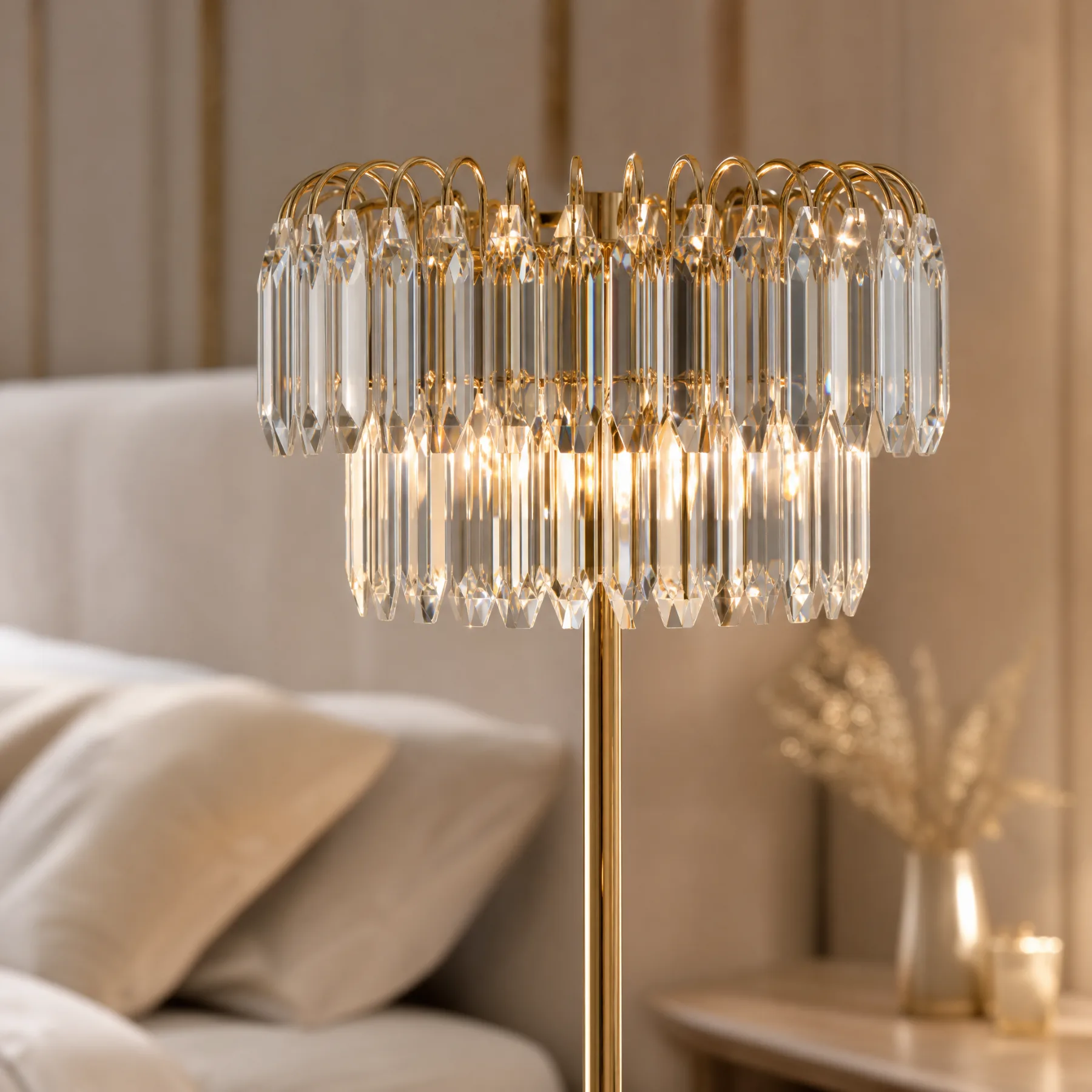 Gilded Crystal Fringe Floor Lamp image 4