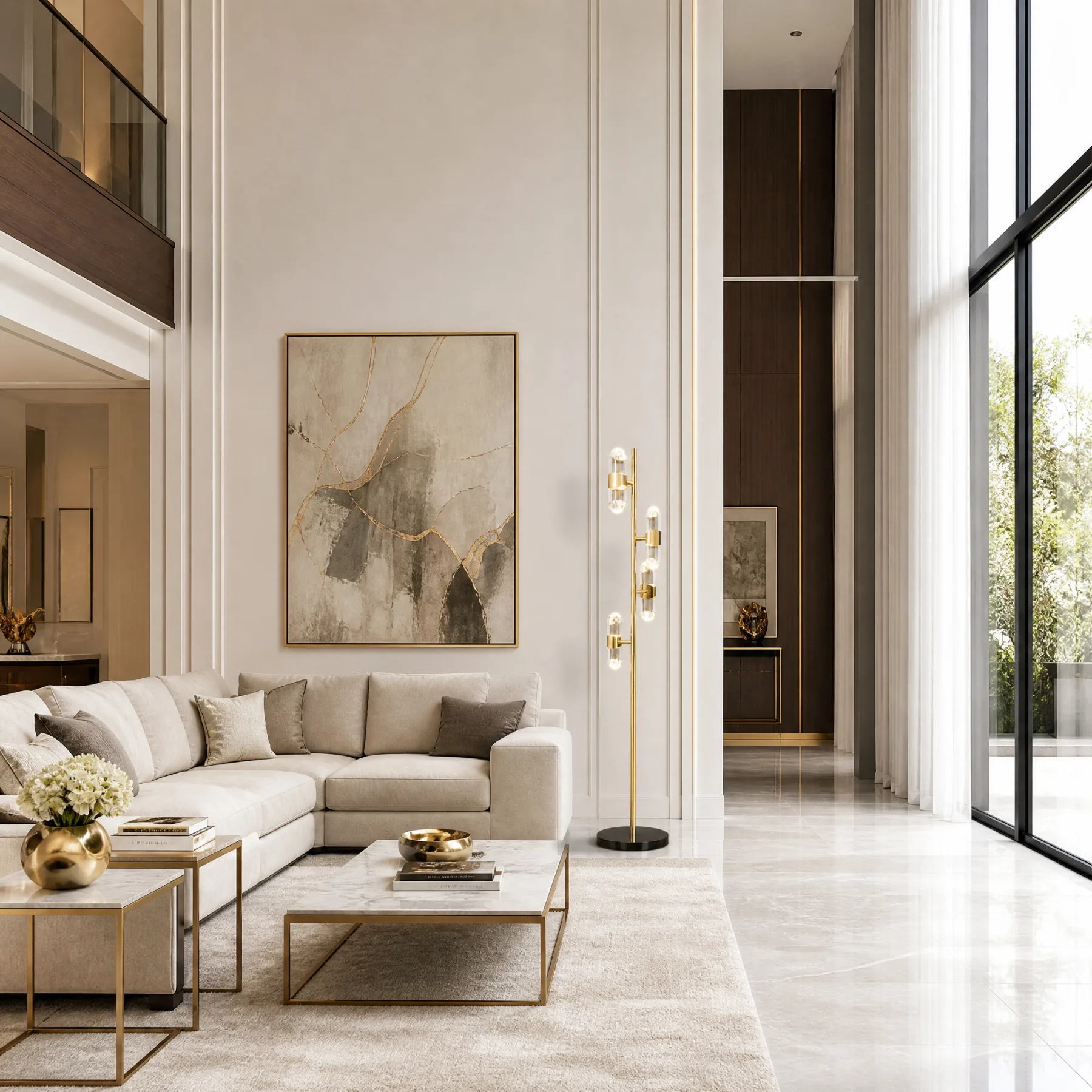 Gilded Glass Capsule Floor Lamp image 4