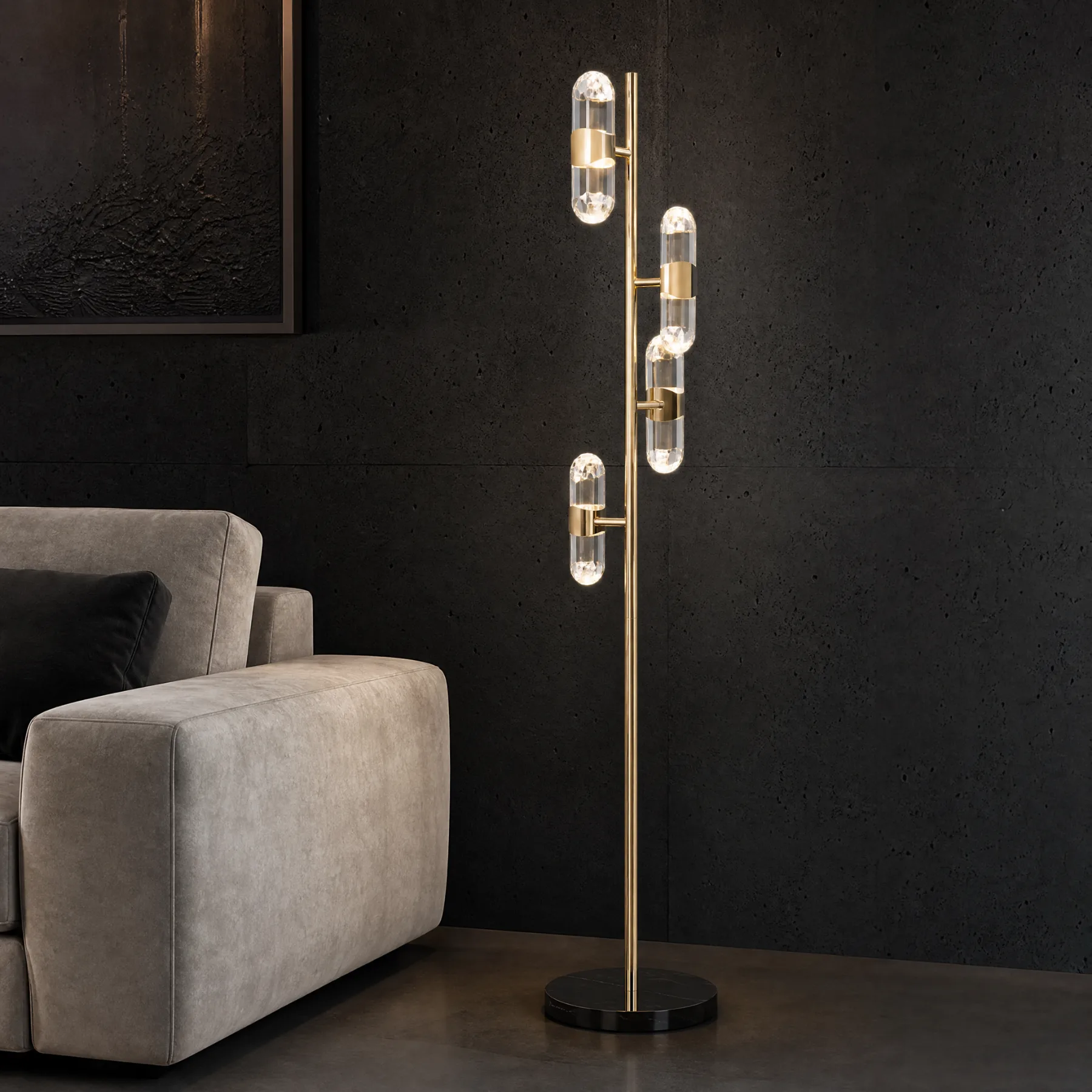 Gilded Glass Capsule Floor Lamp custom floor lamp
