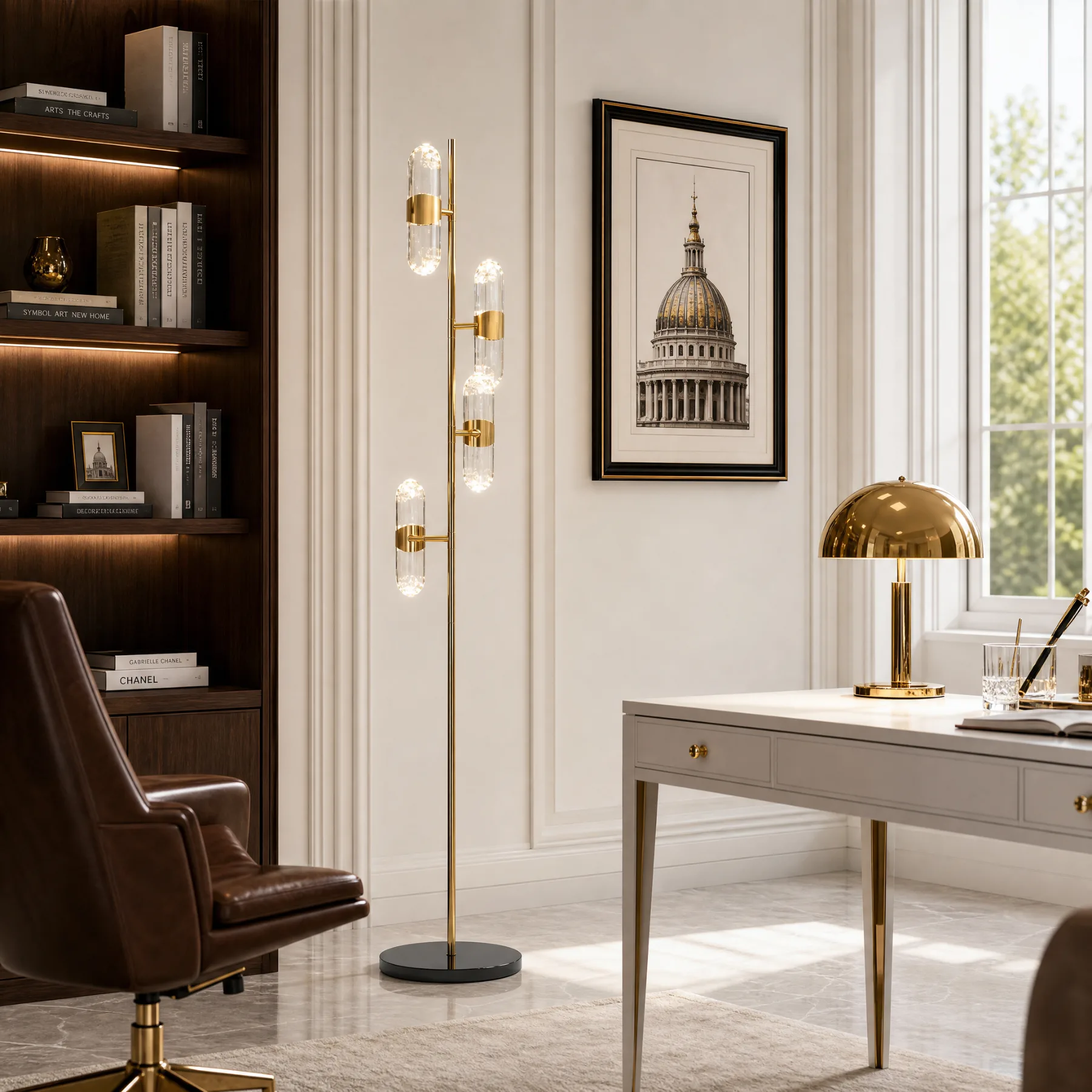 Gilded Glass Capsule Floor Lamp image 5