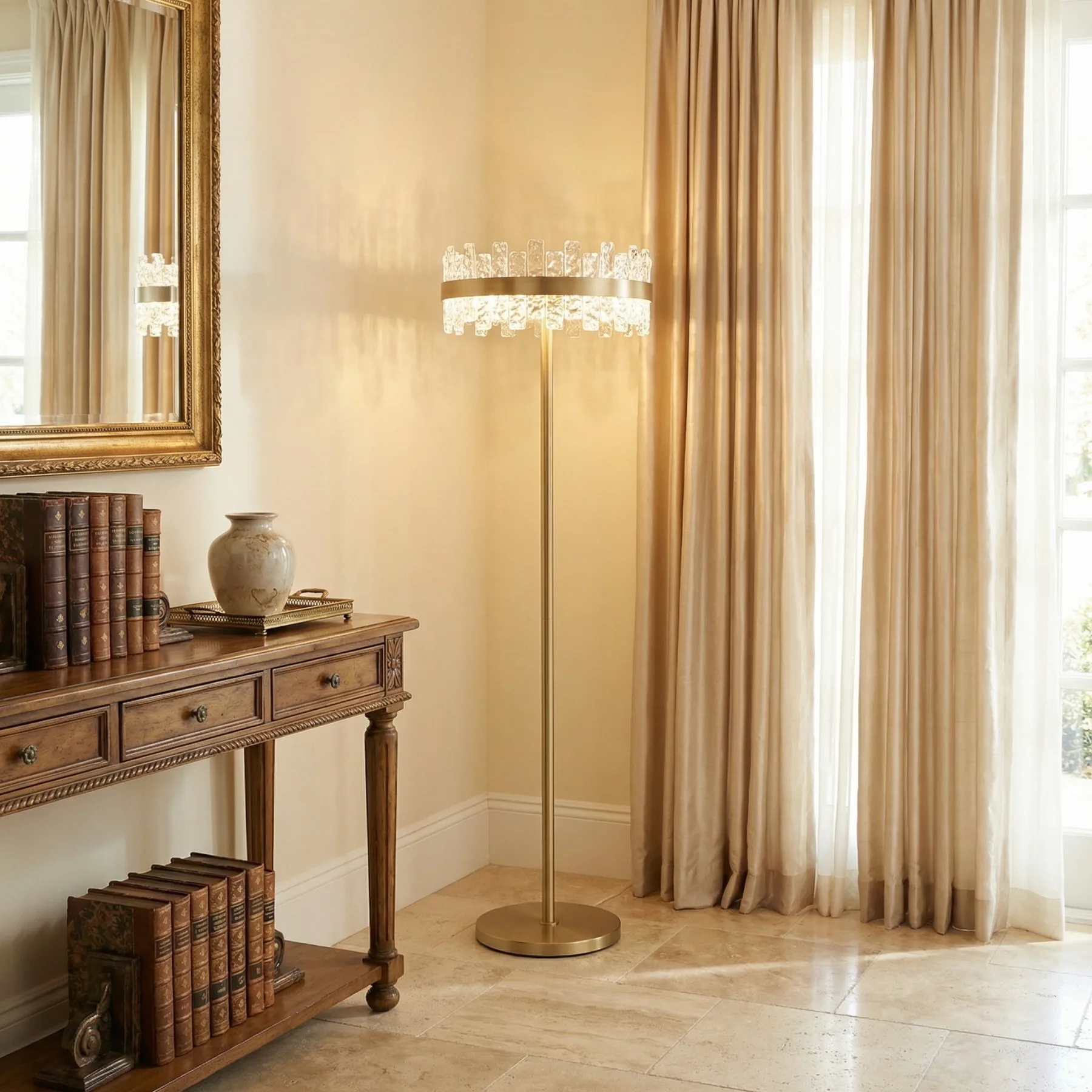 Gilded Crystal Crown Floor Lamp image 2