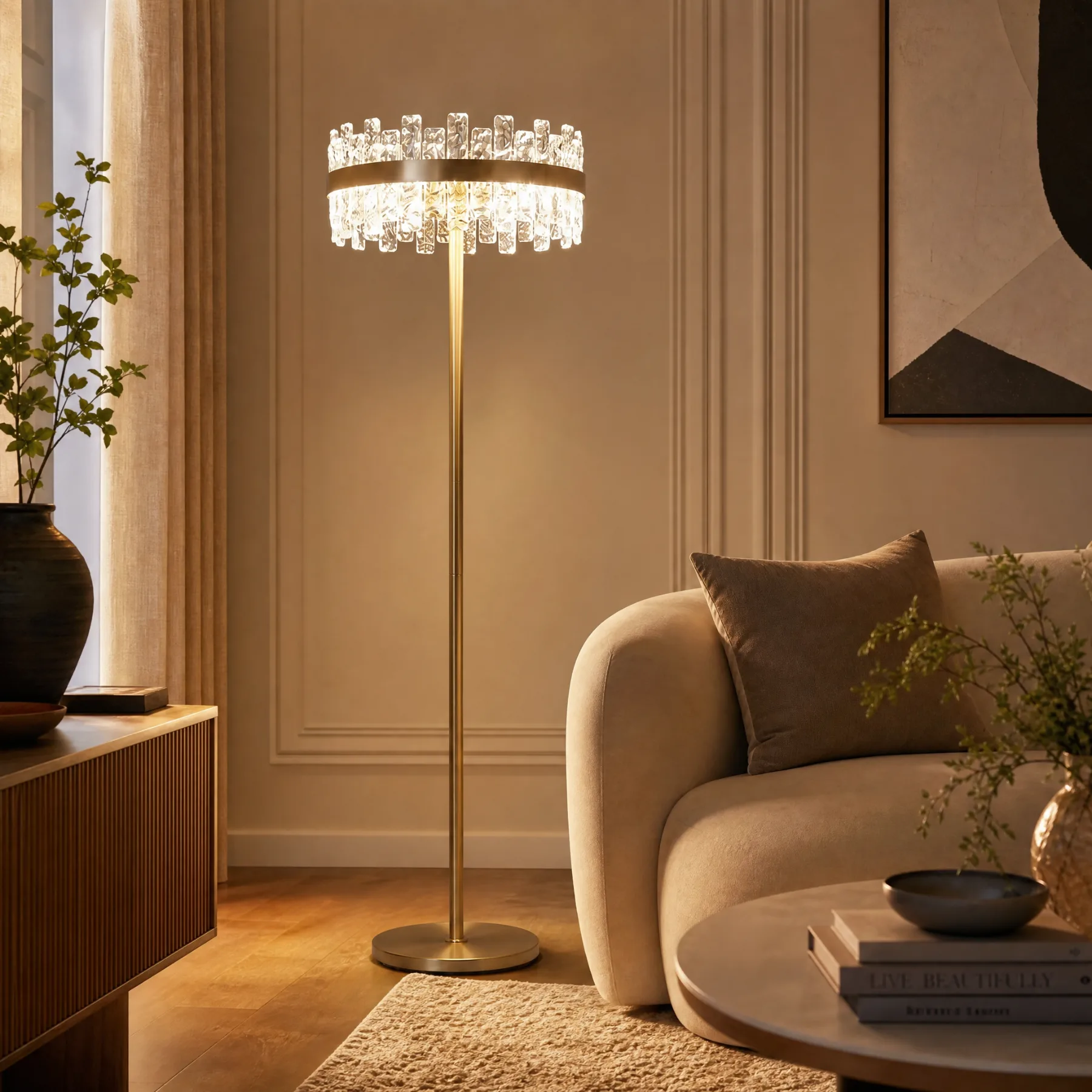 Gilded Crystal Crown Floor Lamp image 6