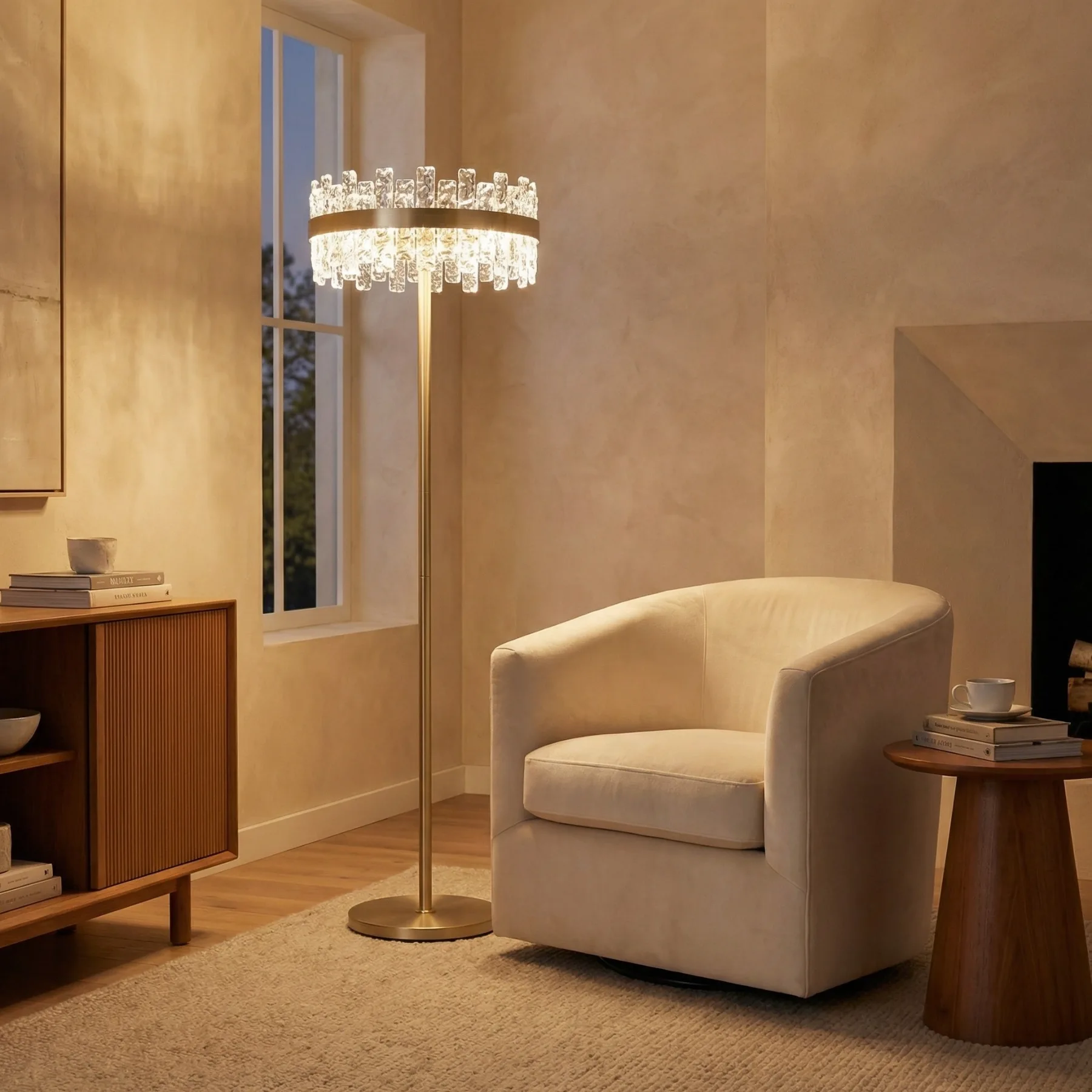 Gilded Crystal Crown Floor Lamp image 3