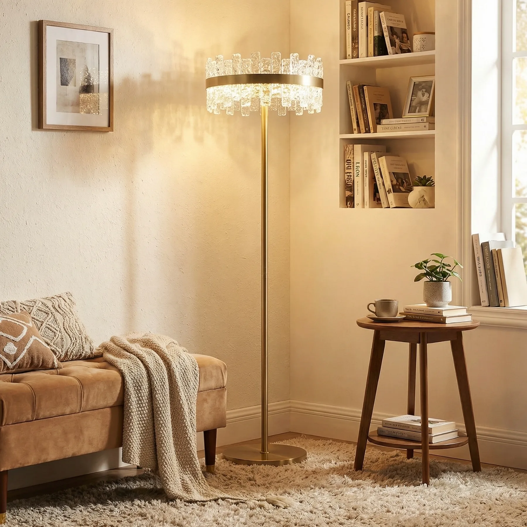 Gilded Crystal Crown Floor Lamp image 4