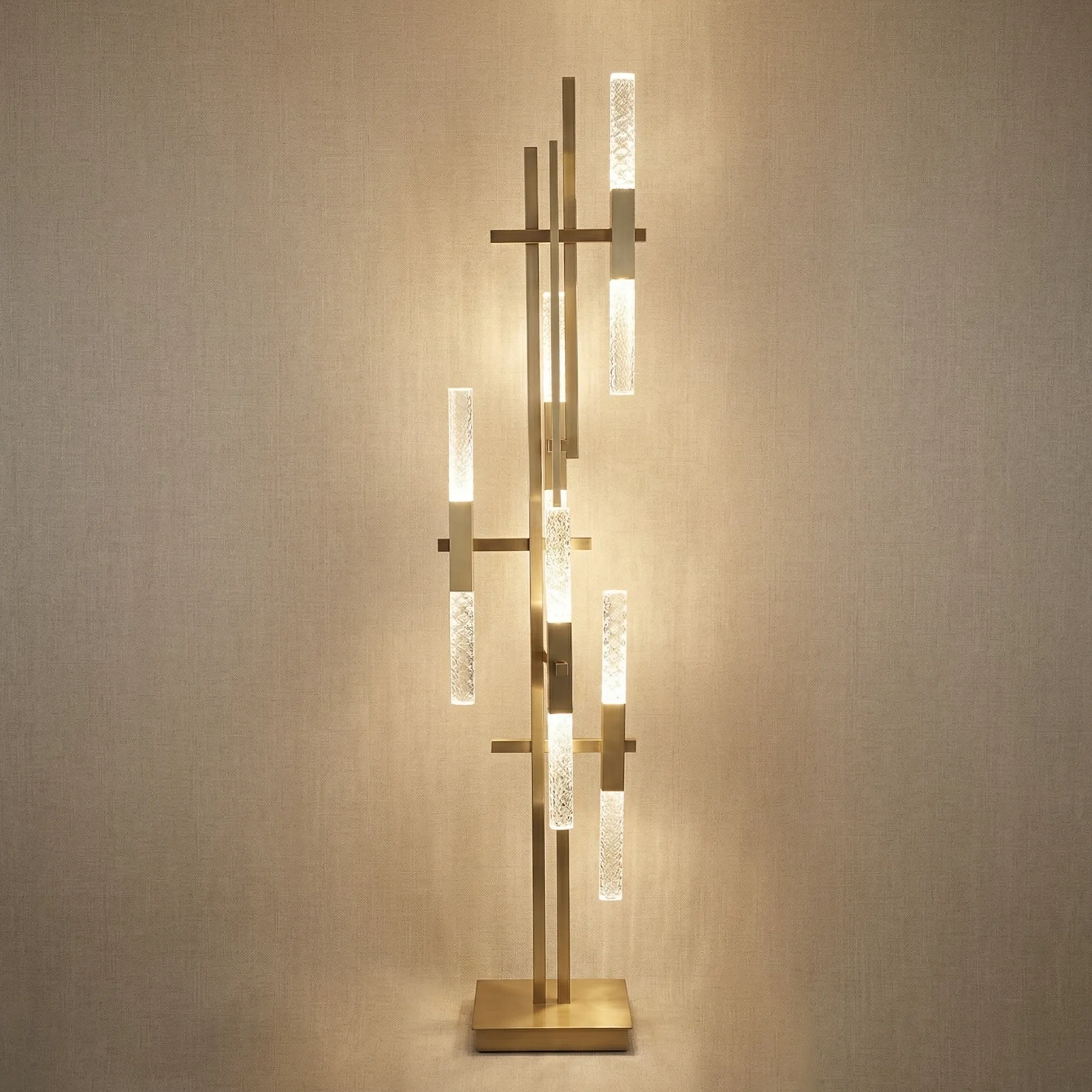 Luminous Brass Glass Floor Lamp custom floor lamp
